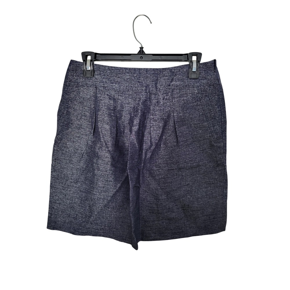 Ann Taylor Skirt Women 6 Blue Textured Marled A-Line Side Zip Pockets Career